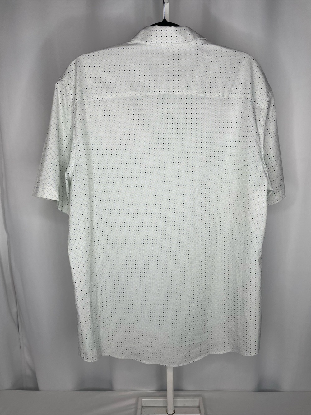 Pronto Uomo Modern Fit L White Geometric Stretch Button Up Shirt Golf Casual - Picture 3 of 9